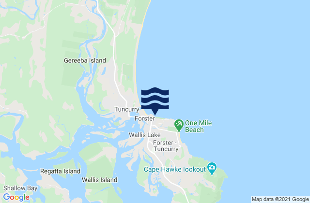 Mappa delle Getijden in Forster, Australia