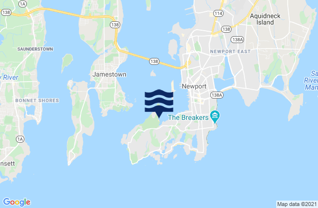 Mappa delle Getijden in Fort Adams Beach, United States