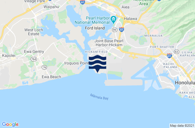 Mappa delle Getijden in Fort Kamehameha Beach, United States