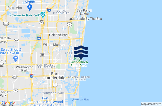 Mappa delle Getijden in Fort Lauderdale 14th Street, United States