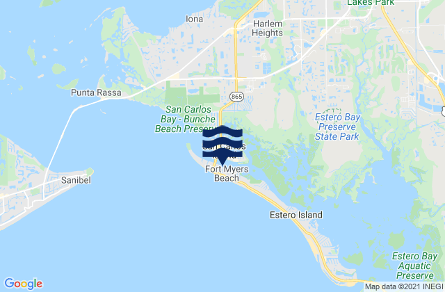 Mappa delle Getijden in Fort Myers Beach, United States