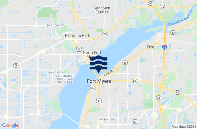 Mappa delle Getijden in Fort Myers Caloosahatchee River, United States