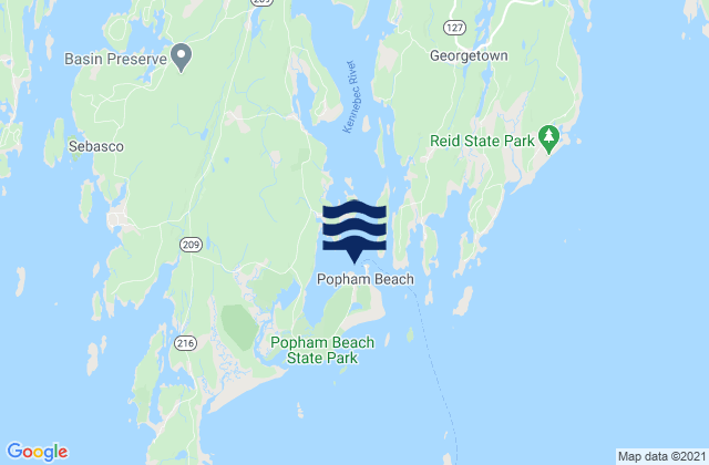 Mappa delle Getijden in Fort Popham Hunniwell Point, United States