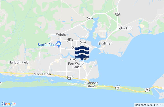 Mappa delle Getijden in Fort Walton Beach, United States