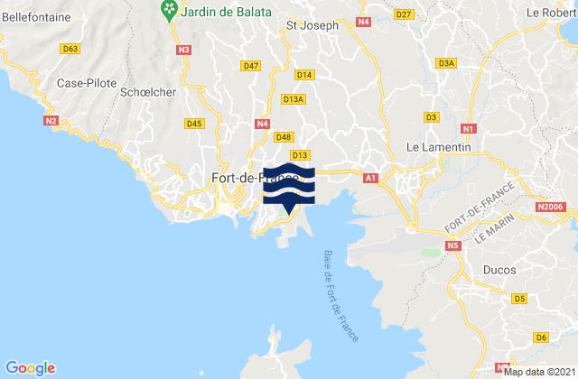 Mappa delle Getijden in Fort de France, Martinique