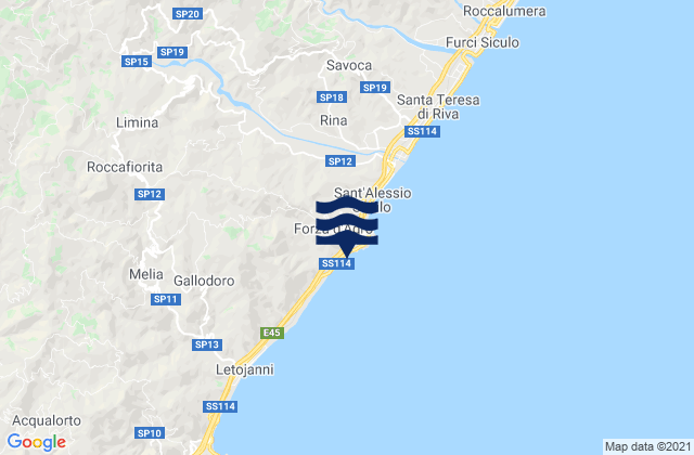 Mappa delle Getijden in Forza d'Agrò, Italy
