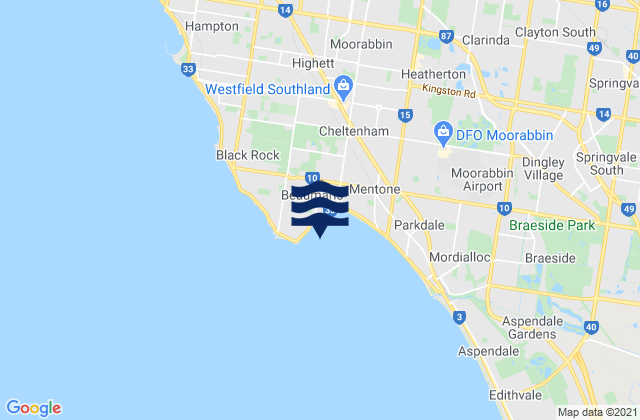 Mappa delle Getijden in Fossil Beach, Australia