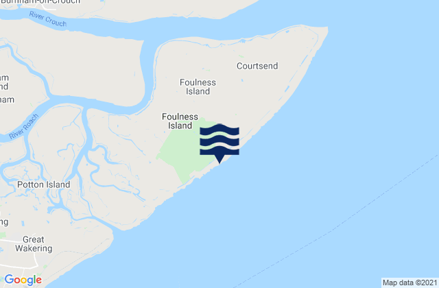 Mappa delle Getijden in Foulness Island, United Kingdom