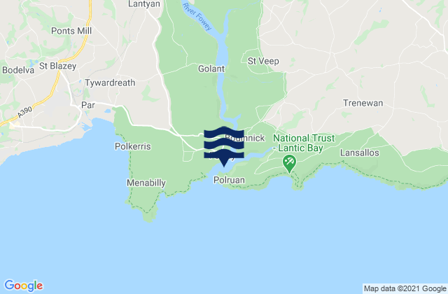 Mappa delle Getijden in Fowey, United Kingdom