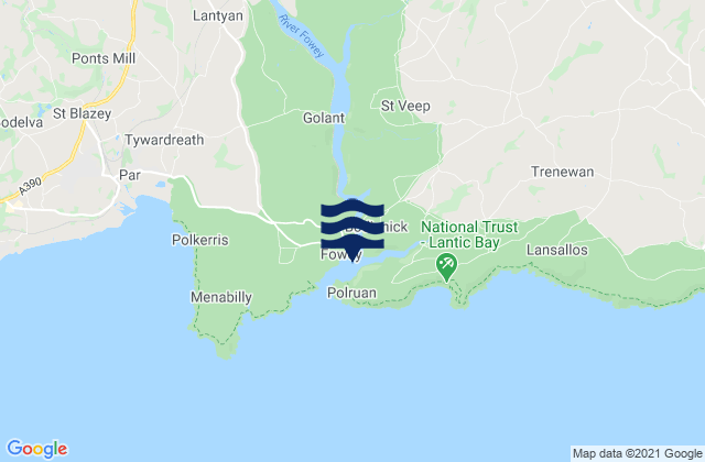 Mappa delle Getijden in Fowey Harbour, United Kingdom