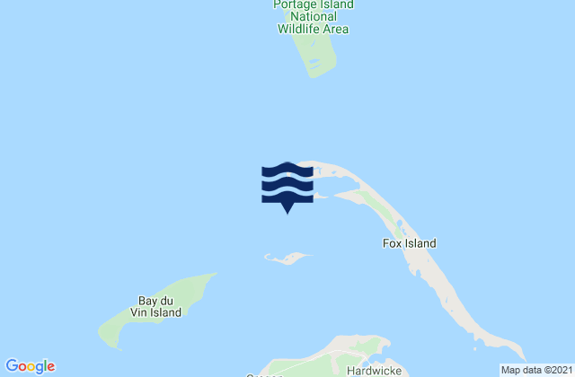 Mappa delle Getijden in Fox Island (Miramich), Canada