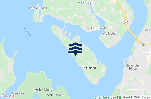 Mappa delle Getijden in Fox Island, United States