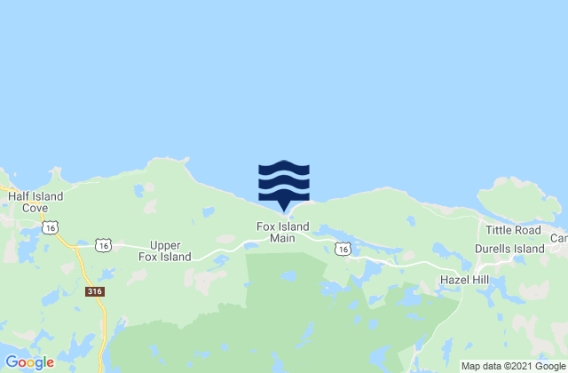 Mappa delle Getijden in Fox Island, Canada