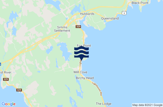 Mappa delle Getijden in Fox Point Beach, Canada