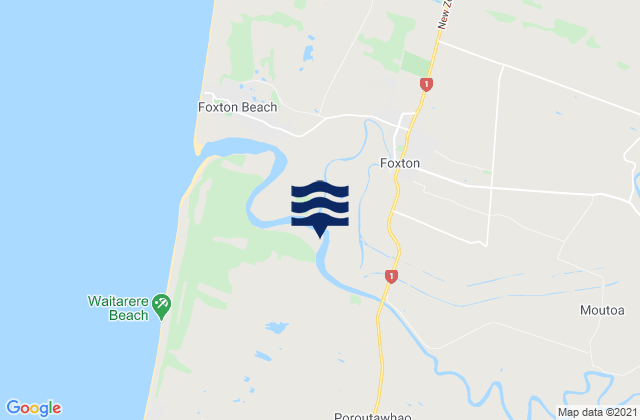 Mappa delle Getijden in Foxton, New Zealand