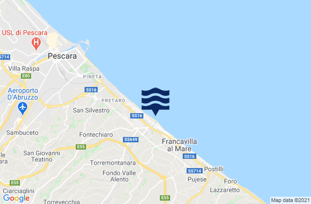 Mappa delle Getijden in Francavilla al Mare, Italy