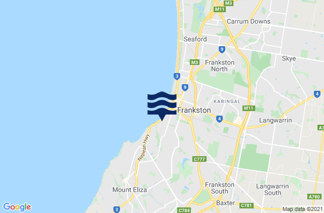 Mappa delle Getijden in Frankston South, Australia