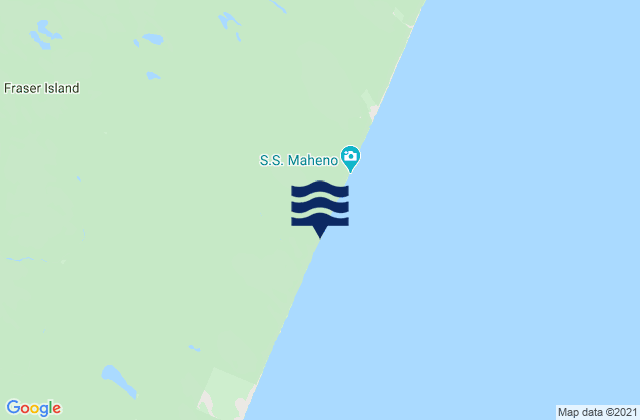 Mappa delle Getijden in Fraser Island - Maheno Wreck, Australia