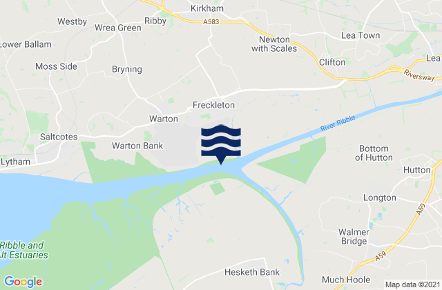 Mappa delle Getijden in Freckleton, United Kingdom