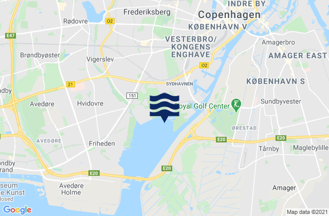Mappa delle Getijden in Frederiksberg Kommune, Denmark