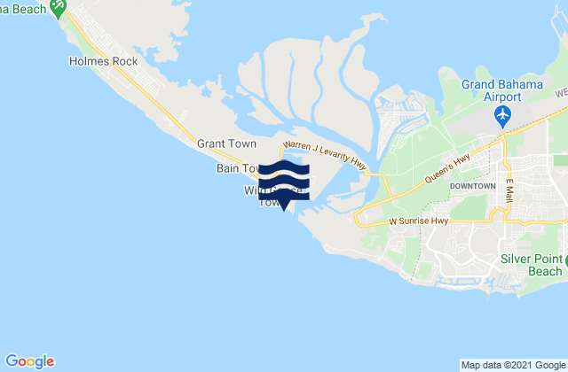 Mappa delle Getijden in Freeport Harbour, Bahamas