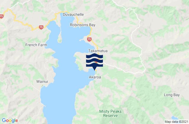 Mappa delle Getijden in French Bay - Akaroa, New Zealand