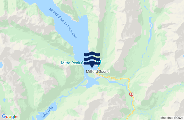 Mappa delle Getijden in Fresh Water Basin, New Zealand