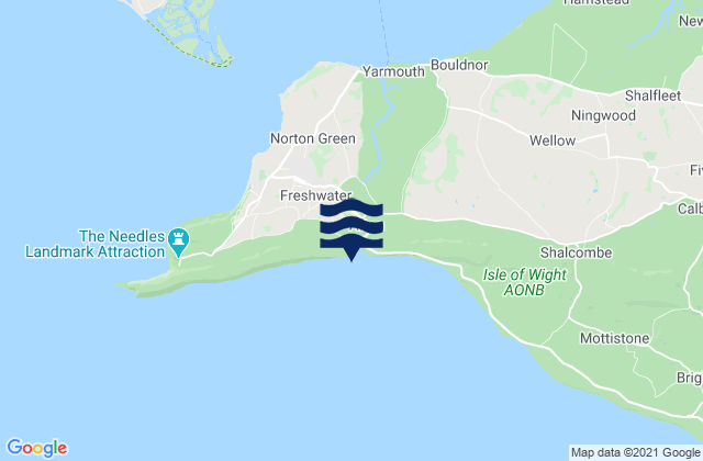 Mappa delle Getijden in Freshwater Bay, United Kingdom