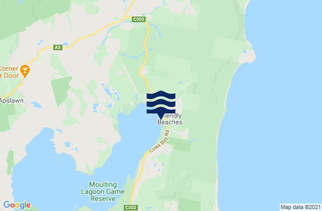 Mappa delle Getijden in Friendly Beaches, Australia