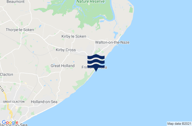 Mappa delle Getijden in Frinton-on-Sea Beach, United Kingdom