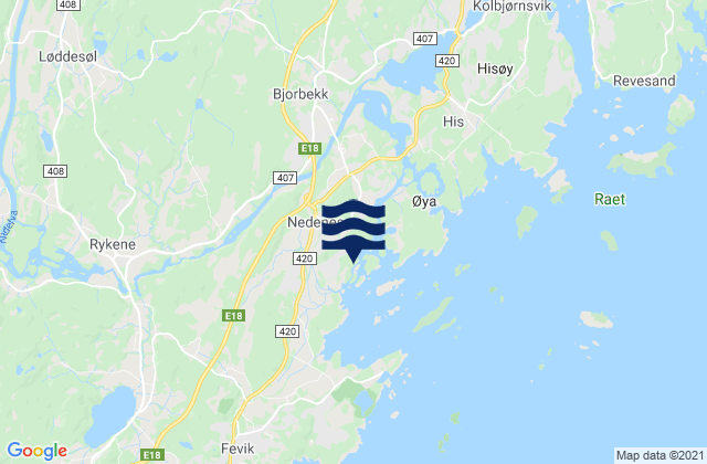 Mappa delle Getijden in Froland, Norway
