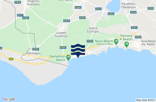 Mappa delle Getijden in Frénaros, Cyprus