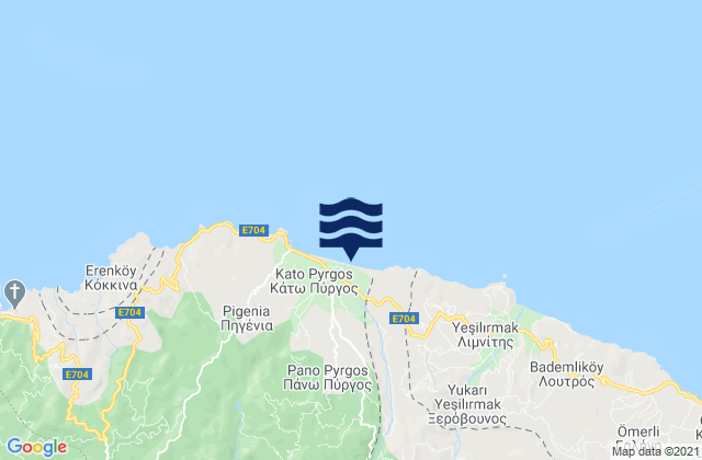Mappa delle Getijden in Fródisia, Cyprus