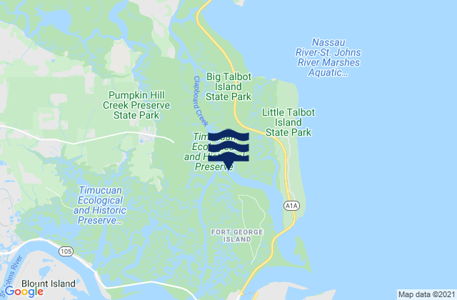 Mappa delle Getijden in Ft. George River, United States
