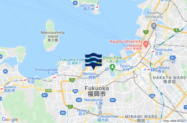 Mappa delle Getijden in Fukuoka-shi, Japan