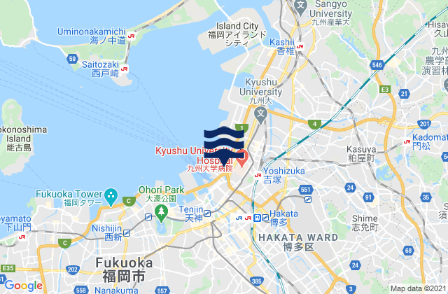 Mappa delle Getijden in Fukuoka, Japan