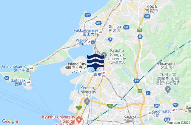 Mappa delle Getijden in Fukuoka Prefecture, Japan