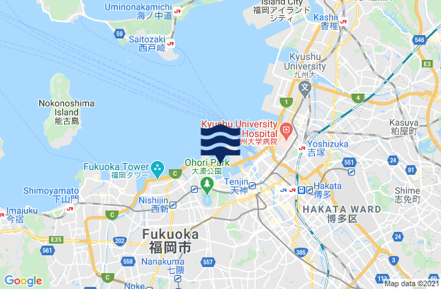 Mappa delle Getijden in Fukuoka Wan, Japan