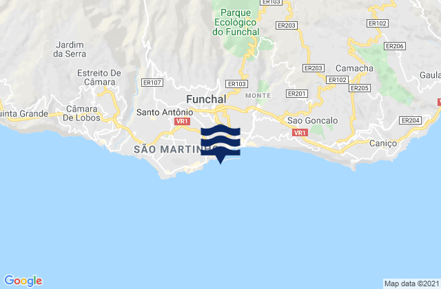 Mappa delle Getijden in Funchal, Portugal