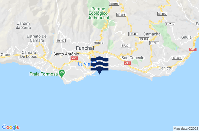 Mappa delle Getijden in Funchal, Portugal