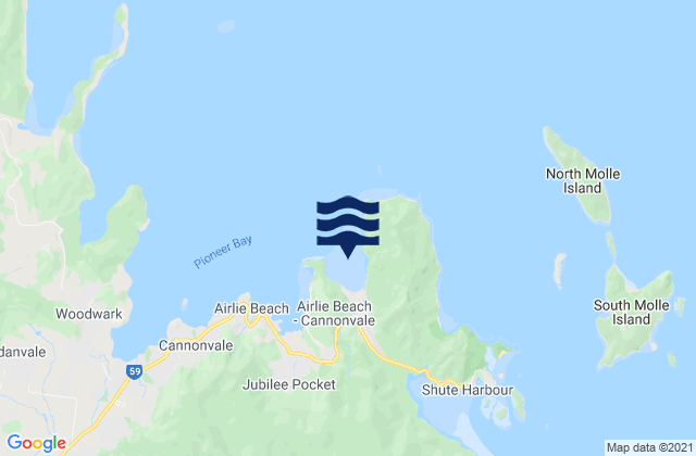 Mappa delle Getijden in Funnel Bay, Australia