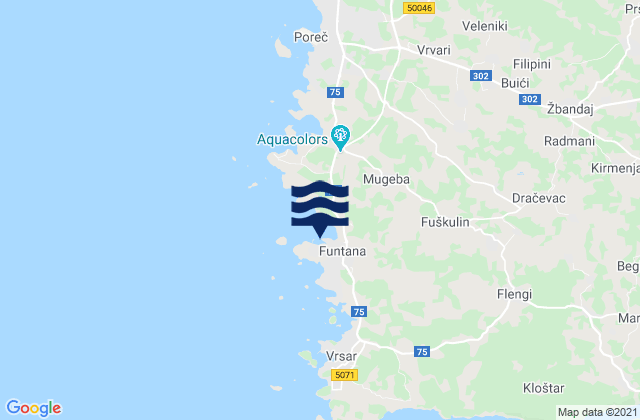 Mappa delle Getijden in Funtana-Fontane, Croatia