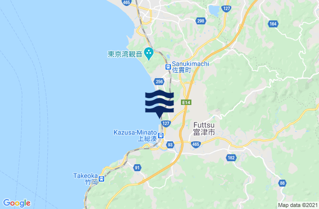Mappa delle Getijden in Futtsu Shi, Japan