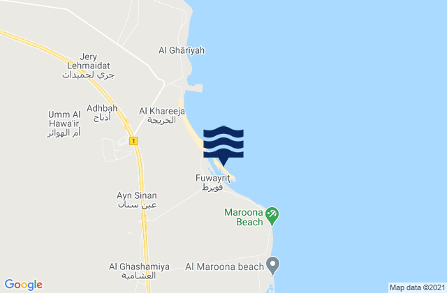 Mappa delle Getijden in Fuwayriţ, Qatar