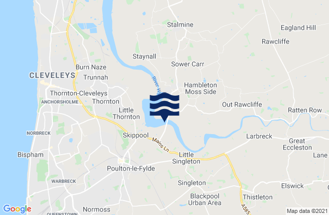 Mappa delle Getijden in Fylde, United Kingdom