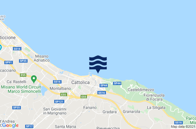 Mappa delle Getijden in Gabicce Mare, Italy