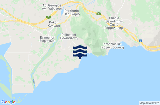 Mappa delle Getijden in Galatás, Greece