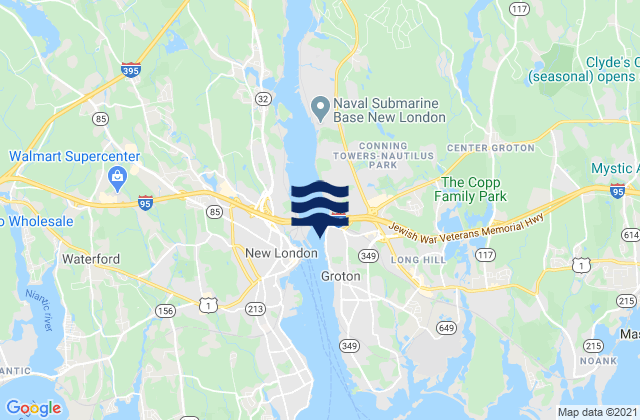 Mappa delle Getijden in Gales Ferry, United States