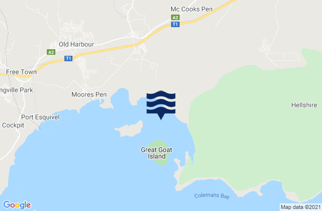 Mappa delle Getijden in Galleon Harbour, Jamaica