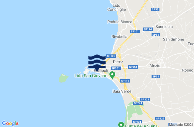 Mappa delle Getijden in Gallipoli, Italy